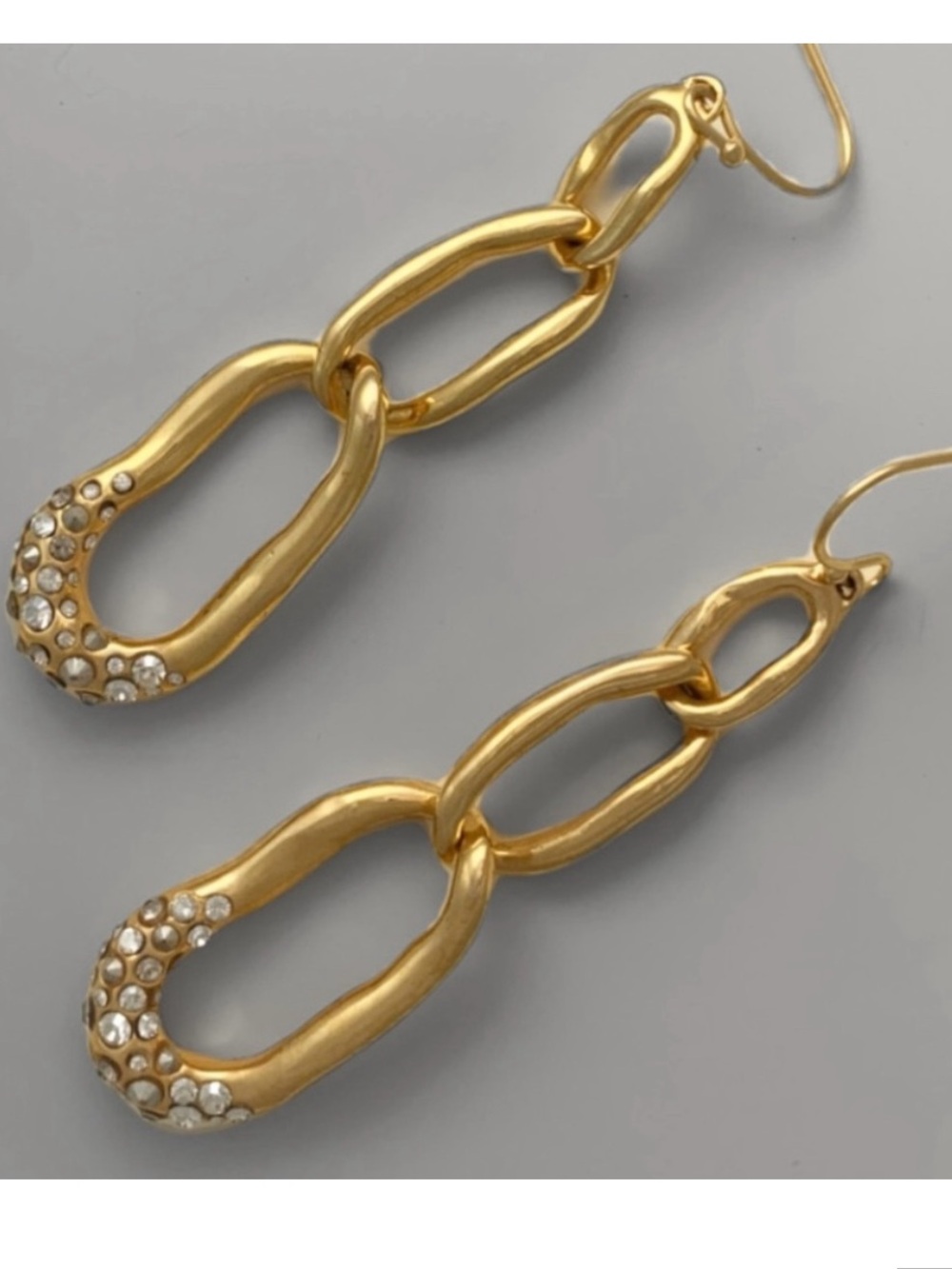 ALEXIS BITTAR Miss Havisham Rare Vintage Gold Chain Link Crystal Dusted Earrings